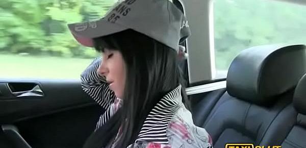  Long black hair honey Jessika ripped in a taxi with his driver